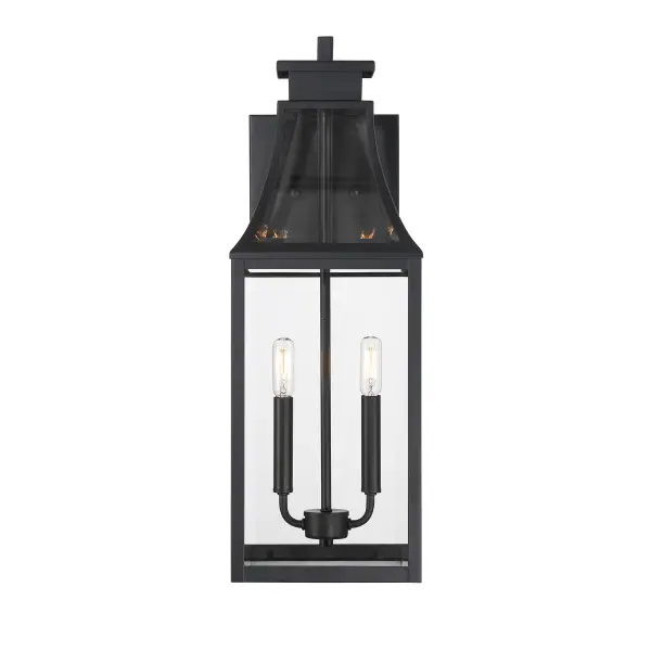Emery 2-Light Outdoor Wall Lantern in Matte Black - Image 3