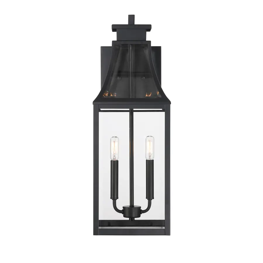 Emery 2-Light Outdoor Wall Lantern in Matte Black - Image 3