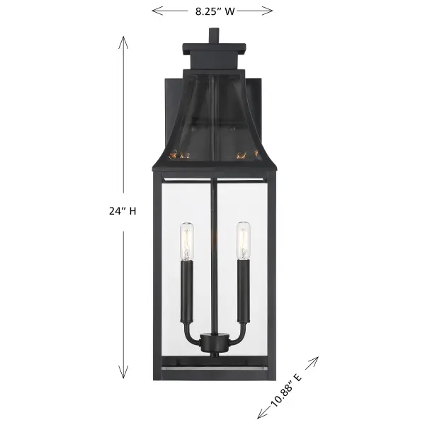 Emery 2-Light Outdoor Wall Lantern in Matte Black - Image 6