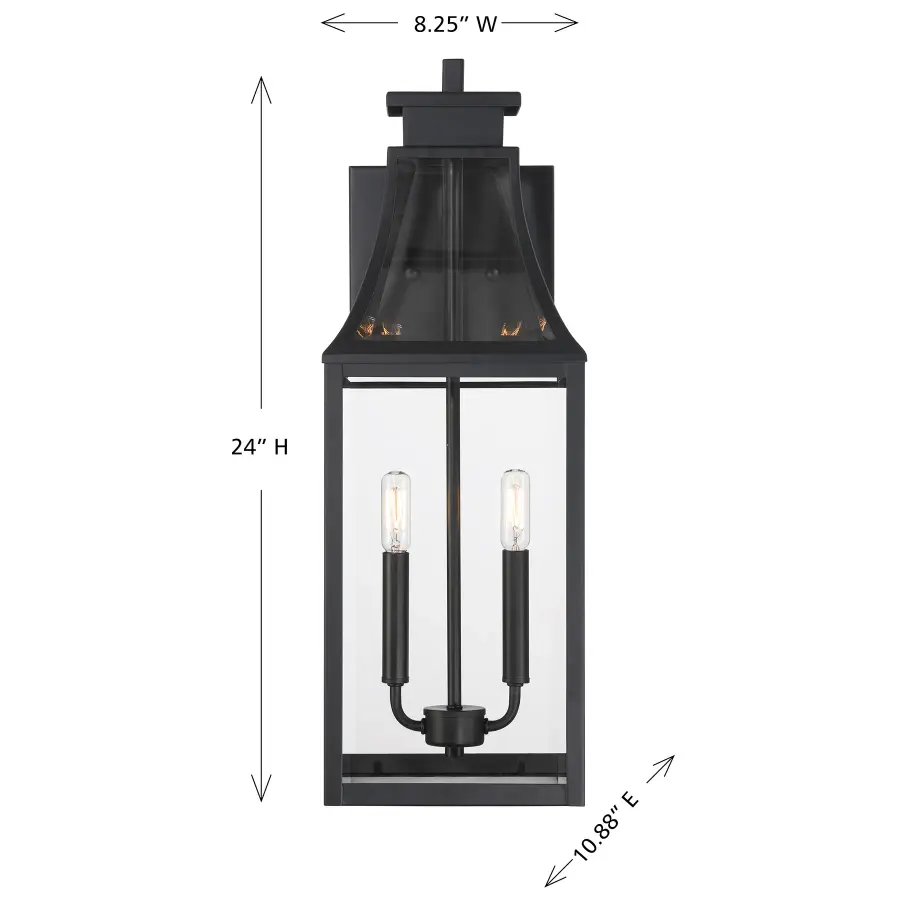 Emery 2-Light Outdoor Wall Lantern in Matte Black - Image 6