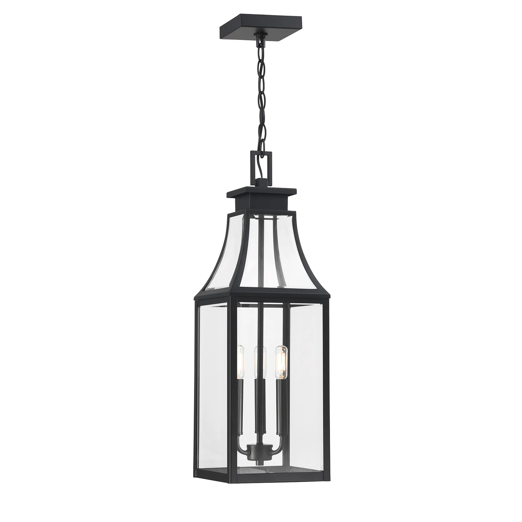 Emery Three Light Outdoor Hanging Lantern in Matte Black