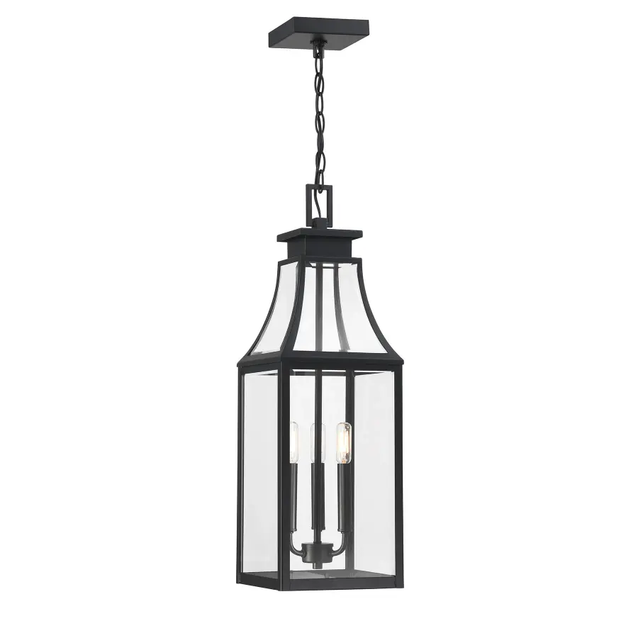Emery 3-Light Outdoor Hanging Lantern in Matte Black - Image 1
