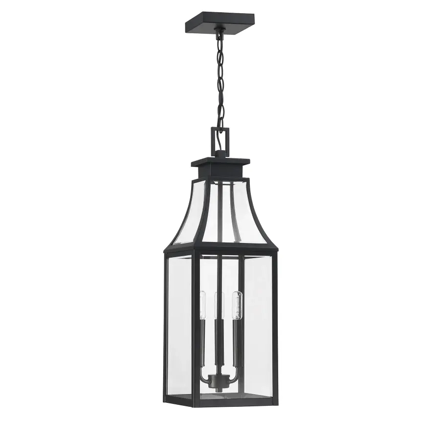 Emery 3-Light Outdoor Hanging Lantern in Matte Black - Image 2