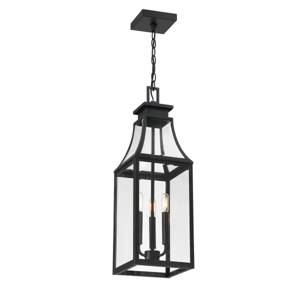 Emery 3-Light Outdoor Hanging Lantern in Matte Black - Image 3