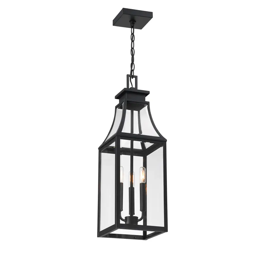 Emery 3-Light Outdoor Hanging Lantern in Matte Black - Image 3