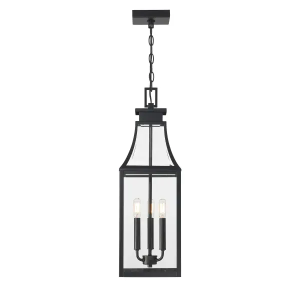 Emery 3-Light Outdoor Hanging Lantern in Matte Black - Image 4