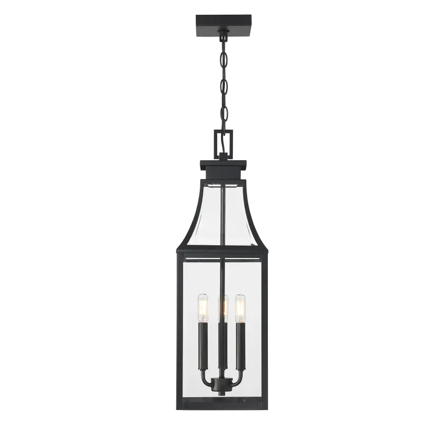 Emery 3-Light Outdoor Hanging Lantern in Matte Black - Image 4