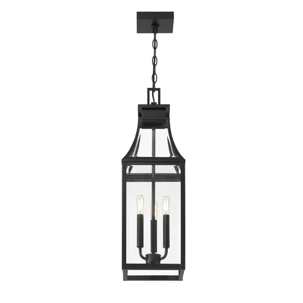 Emery 3-Light Outdoor Hanging Lantern in Matte Black - Image 5