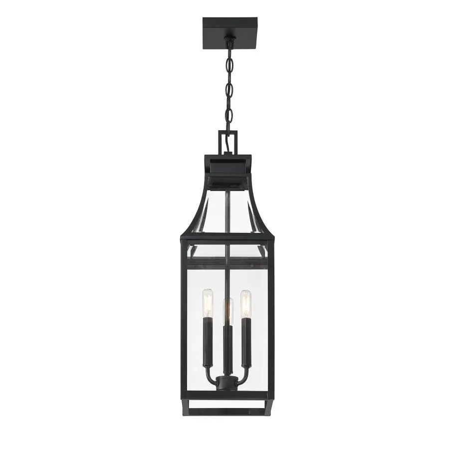 Emery 3-Light Outdoor Hanging Lantern in Matte Black - Image 5