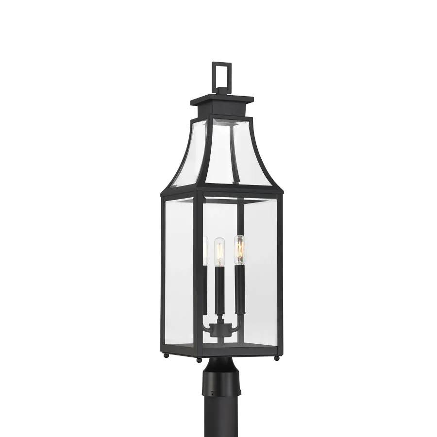 Emery 3-Light Outdoor Post Lantern in Matte Black - Image 1
