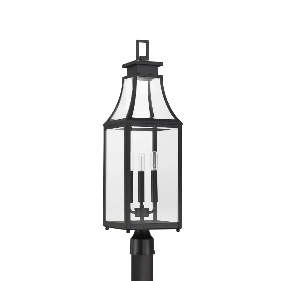 Emery 3-Light Outdoor Post Lantern in Matte Black - Image 2