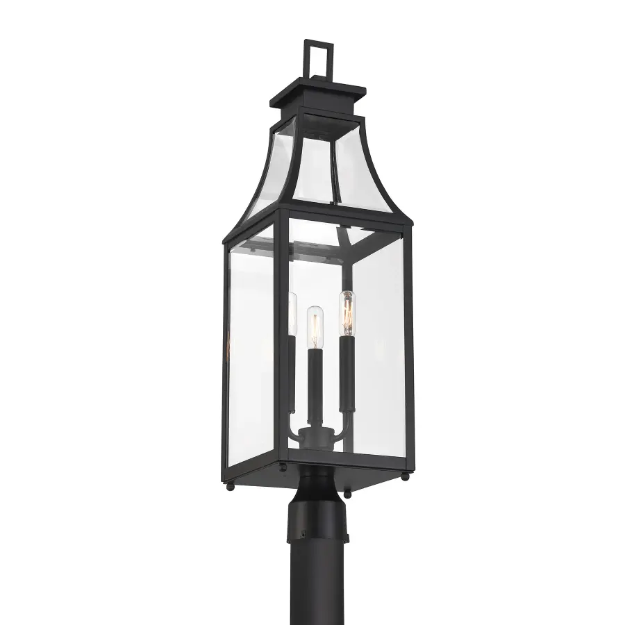 Emery 3-Light Outdoor Post Lantern in Matte Black - Image 3