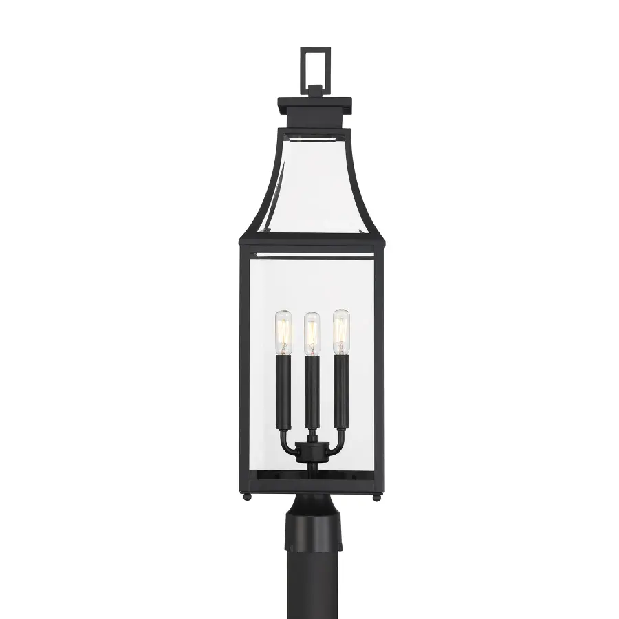 Emery 3-Light Outdoor Post Lantern in Matte Black - Image 4