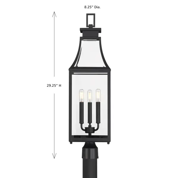 Emery 3-Light Outdoor Post Lantern in Matte Black - Image 6