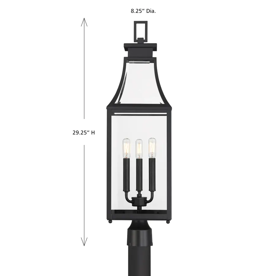 Emery 3-Light Outdoor Post Lantern in Matte Black - Image 6