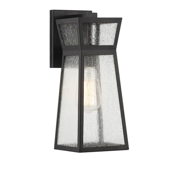 Millford 1-Light Outdoor Wall Lantern in Matte Black