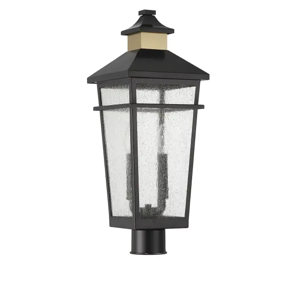 Kingsley 2-Light Outdoor Post Lantern in Matte Black with Warm Brass Accents - alternate view