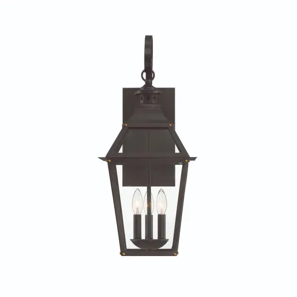 Jackson 3-Light Outdoor Wall Lantern in Matte Black with Gold Highlights - Image 3