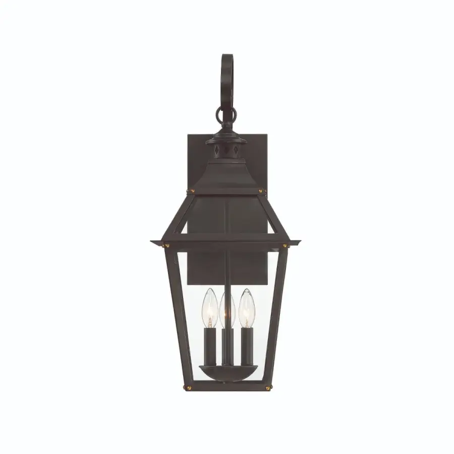 Jackson 3-Light Outdoor Wall Lantern in Matte Black with Gold Highlights - Image 3