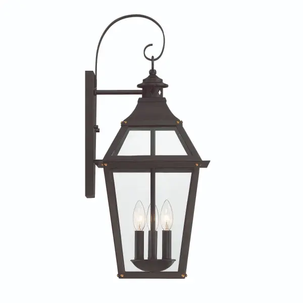 Jackson 3-Light Outdoor Wall Lantern in Matte Black with Gold Highlights - Image 5