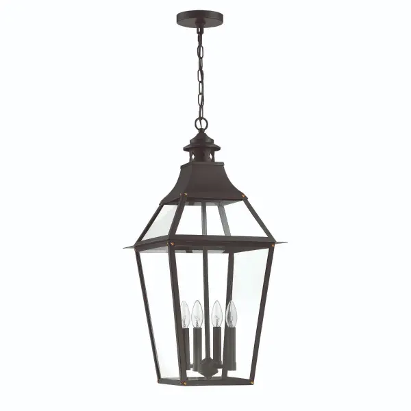 Jackson 4-Light Outdoor Chandelier in Black with Gold Highlights - alternate view