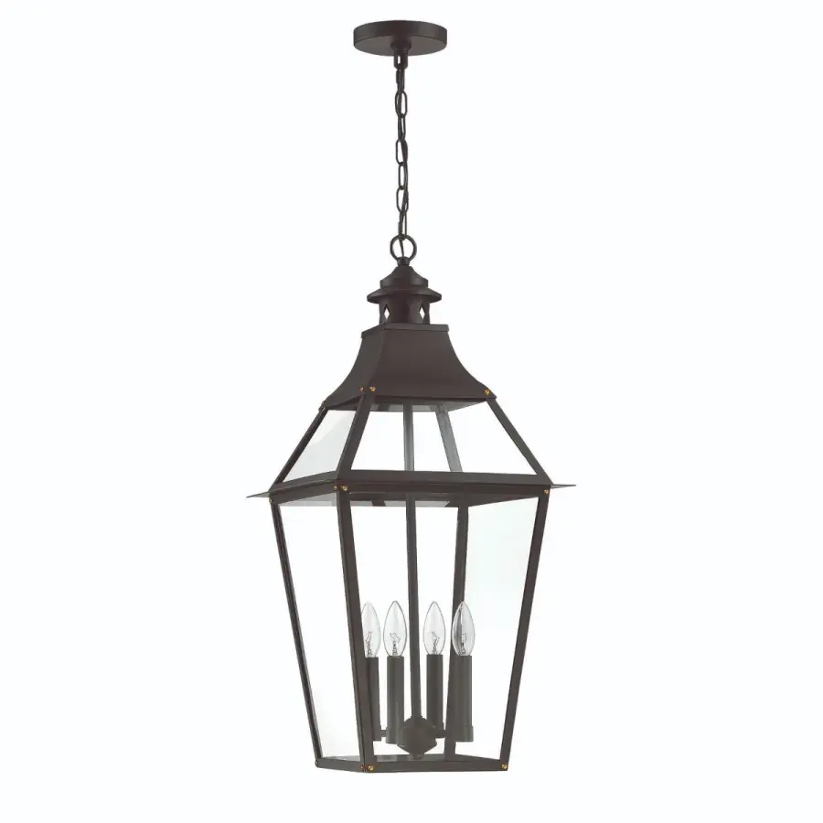 Jackson 4-Light Outdoor Chandelier in Black with Gold Highlights - Image 2