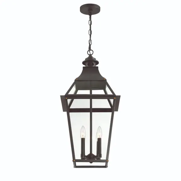 Jackson 4-Light Outdoor Chandelier in Black with Gold Highlights - Image 3