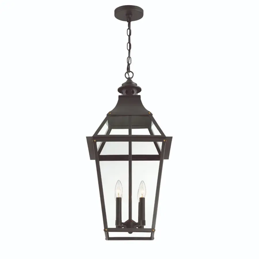 Jackson 4-Light Outdoor Chandelier in Black with Gold Highlights - Image 3