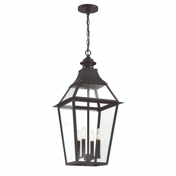 Jackson 4-Light Outdoor Chandelier in Black with Gold Highlights - Image 4