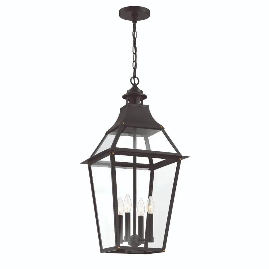 Jackson 4-Light Outdoor Chandelier in Black with Gold Highlights - Image 4
