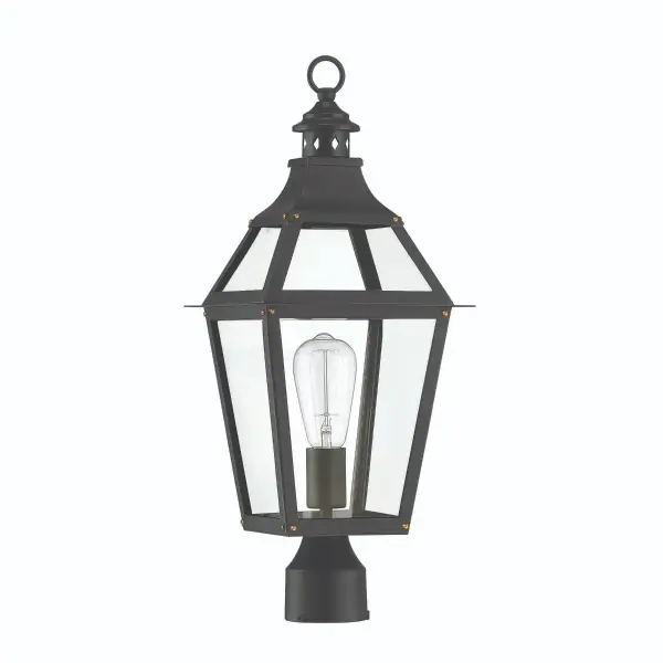 Jackson 1-Light Outdoor Post Lantern in Matte Black with Gold Highlights - alternate view