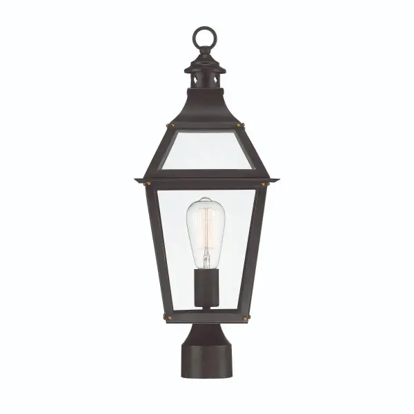 Jackson 1-Light Outdoor Post Lantern in Matte Black with Gold Highlights - Image 3