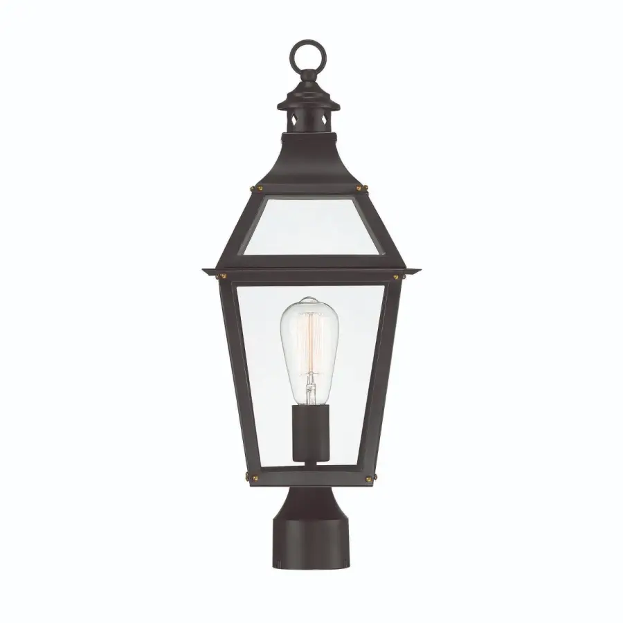 Jackson 1-Light Outdoor Post Lantern in Matte Black with Gold Highlights - Image 3