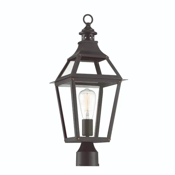 Jackson 1-Light Outdoor Post Lantern in Matte Black with Gold Highlights - Image 4