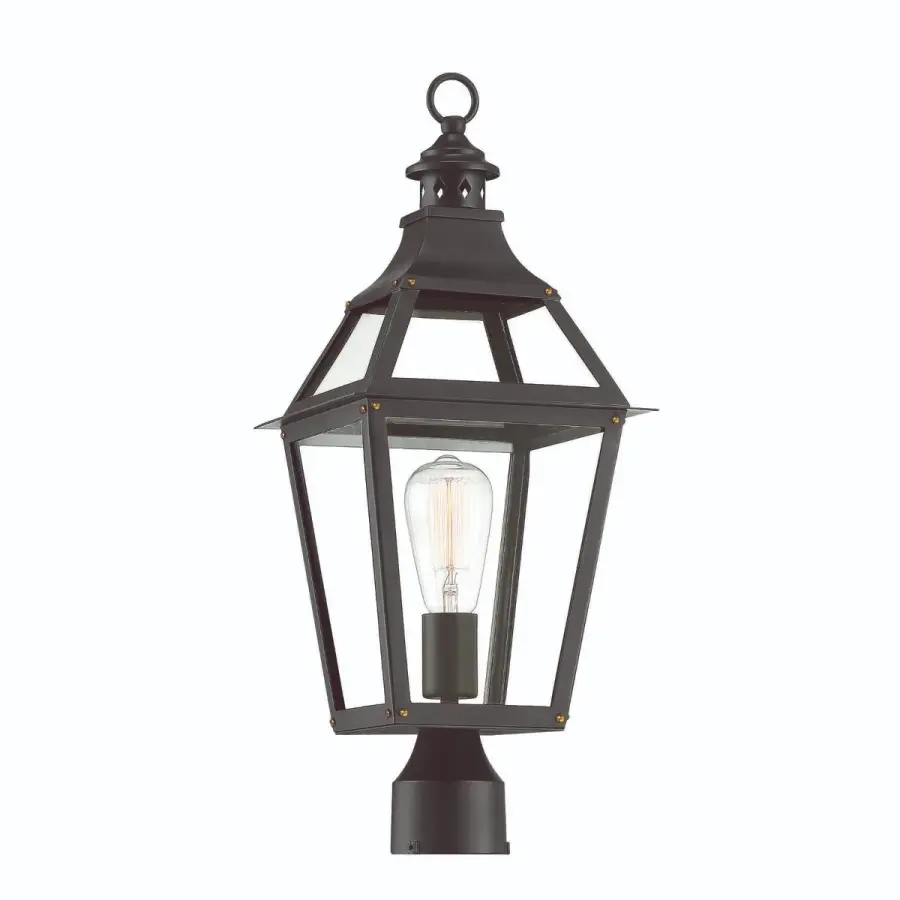 Jackson 1-Light Outdoor Post Lantern in Matte Black with Gold Highlights - Image 4