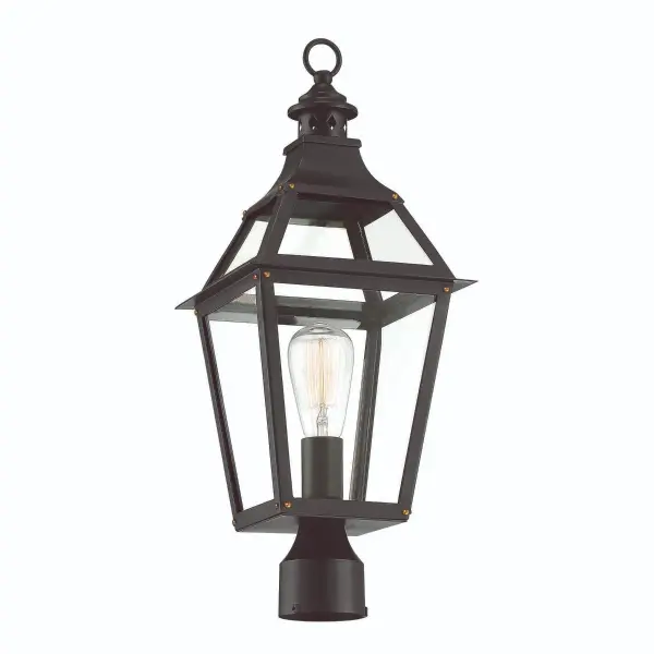 Jackson 1-Light Outdoor Post Lantern in Matte Black with Gold Highlights - Image 5