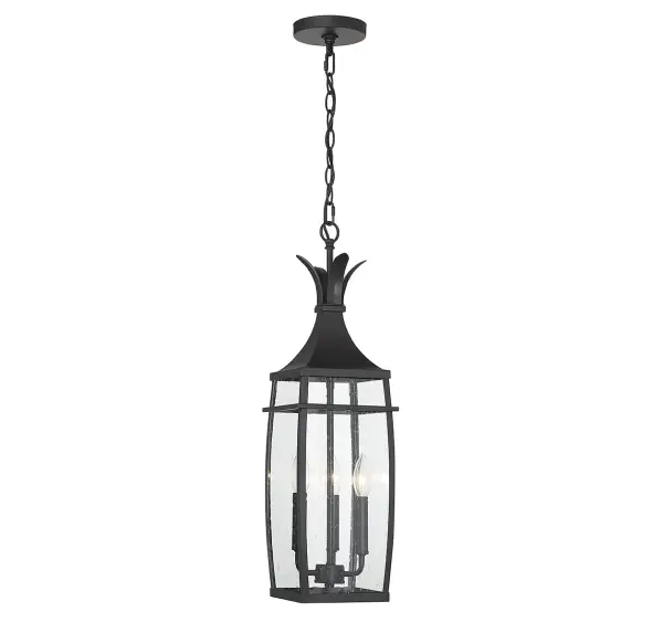 Montpelier Three Light Outdoor Hanging Lantern in Matte Black - Image 1
