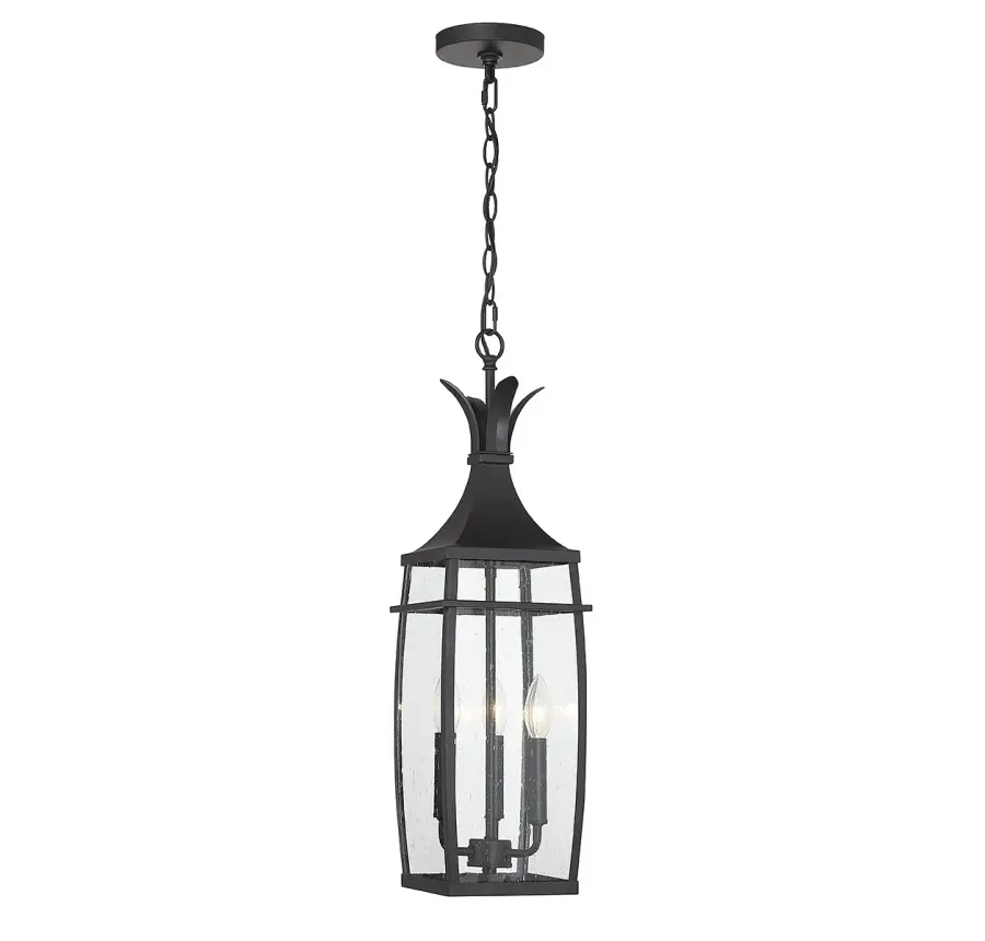 Montpelier Three Light Outdoor Hanging Lantern in Matte Black - Image 1