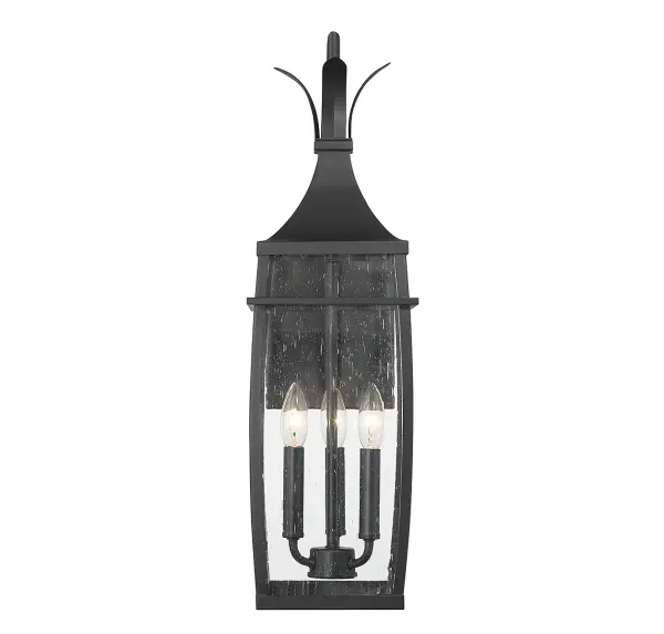 Montpelier 3-Light Outdoor Wall Lantern in Matte Black - Image 3