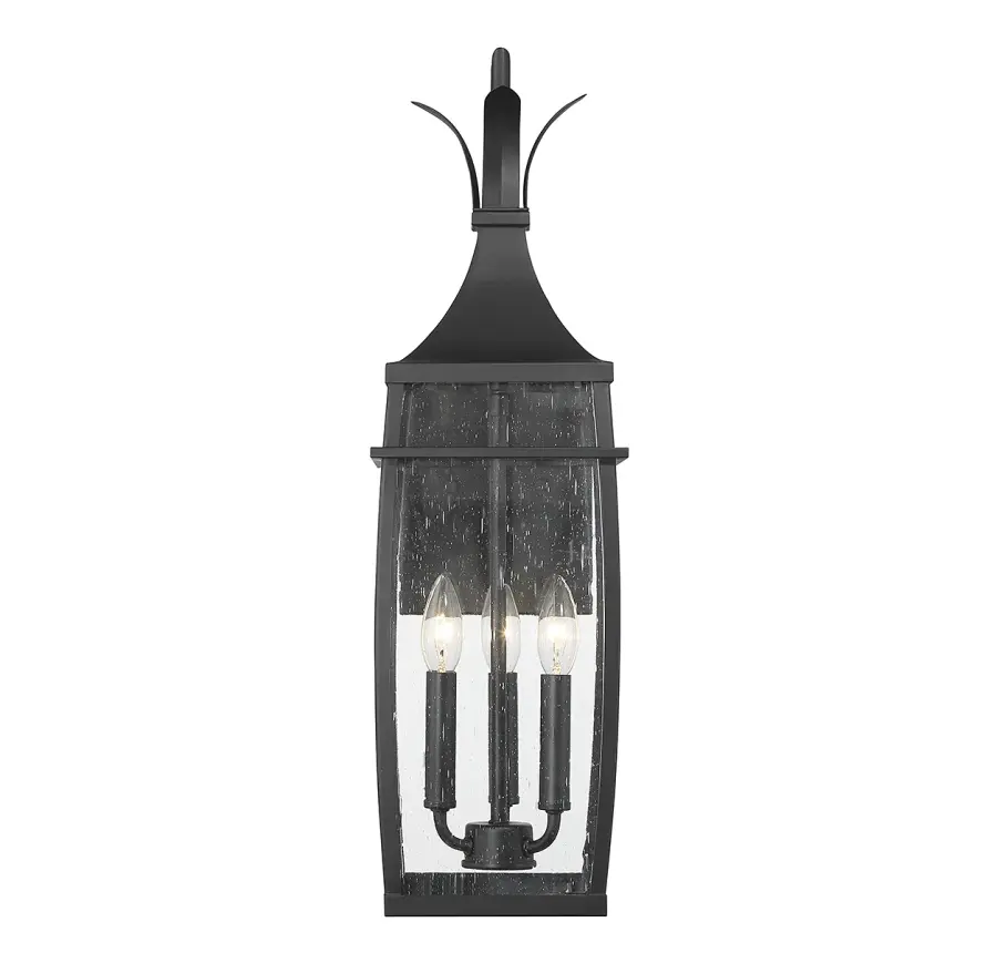 Montpelier 3-Light Outdoor Wall Lantern in Matte Black - Image 3
