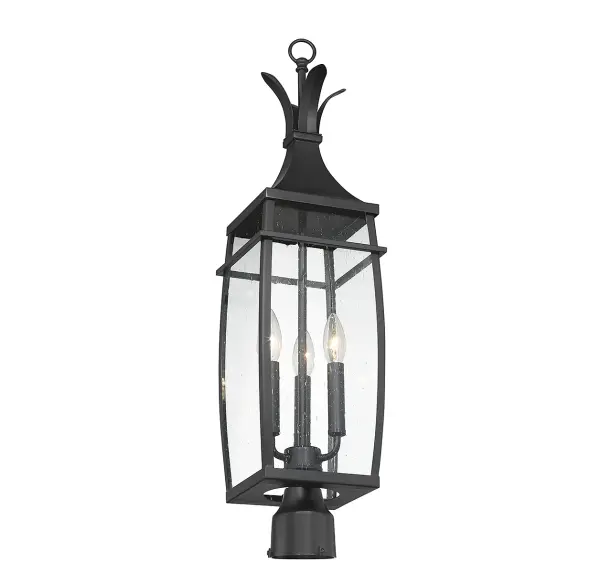 Montpelier 3-Light Outdoor Post Lantern in Matte Black - Image 3