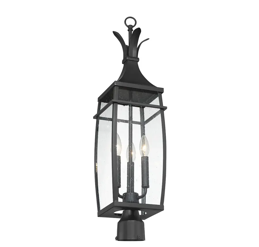 Montpelier 3-Light Outdoor Post Lantern in Matte Black - Image 3