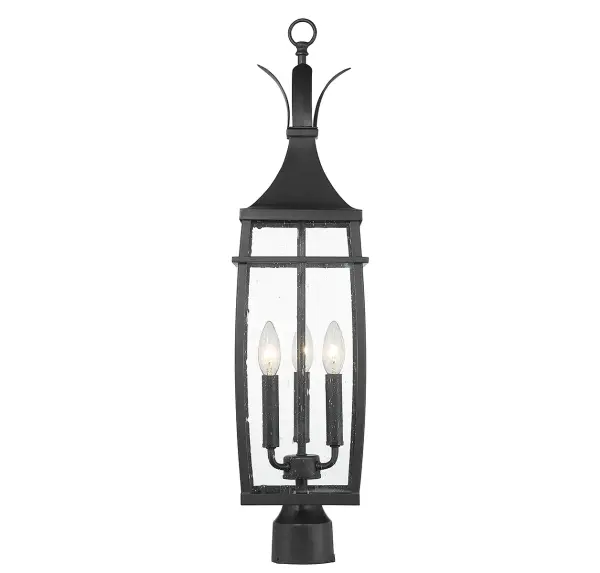 Montpelier 3-Light Outdoor Post Lantern in Matte Black - Image 4