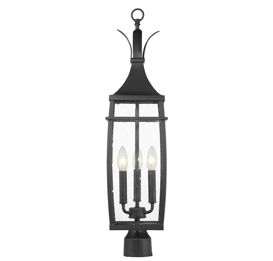 Montpelier 3-Light Outdoor Post Lantern in Matte Black - Image 4