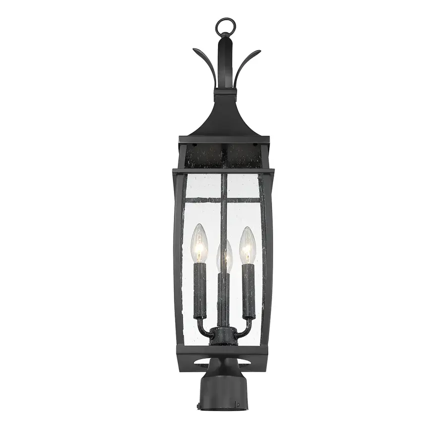 Montpelier 3-Light Outdoor Post Lantern in Matte Black - Image 5