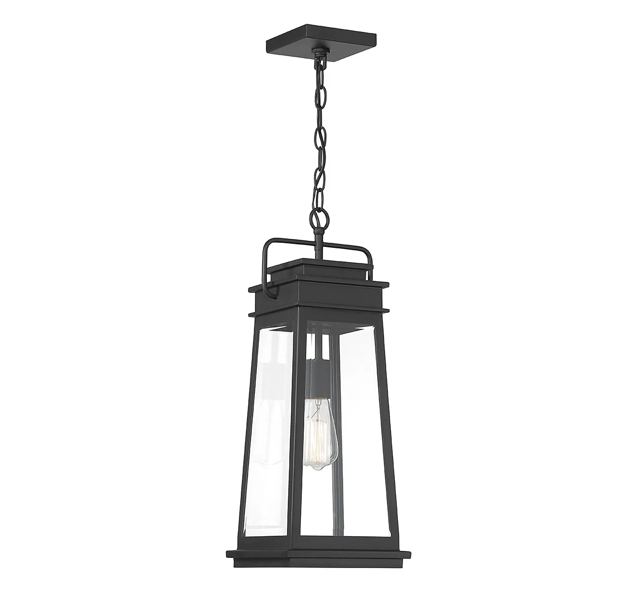 Boone One Light Outdoor Hanging Lantern in Matte Black