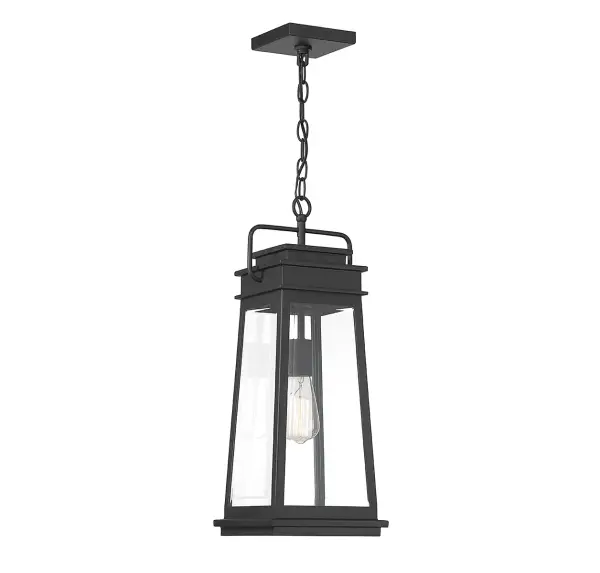 Boone One Light Outdoor Hanging Lantern in Matte Black - Image 1