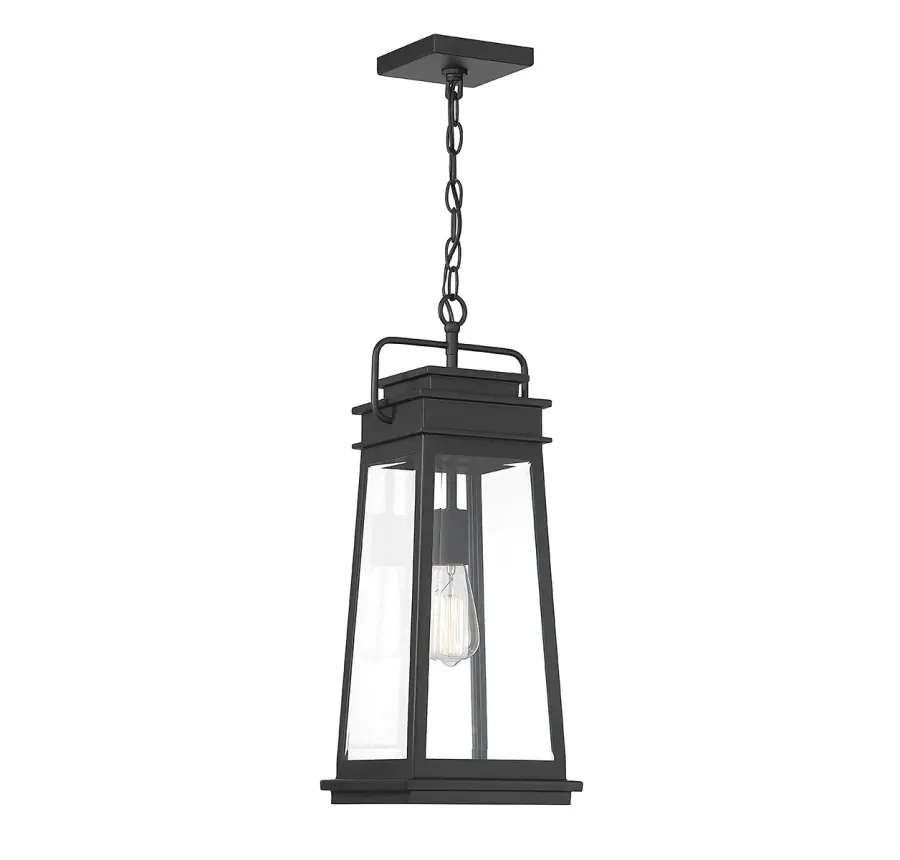 Boone One Light Outdoor Hanging Lantern in Matte Black - Image 1