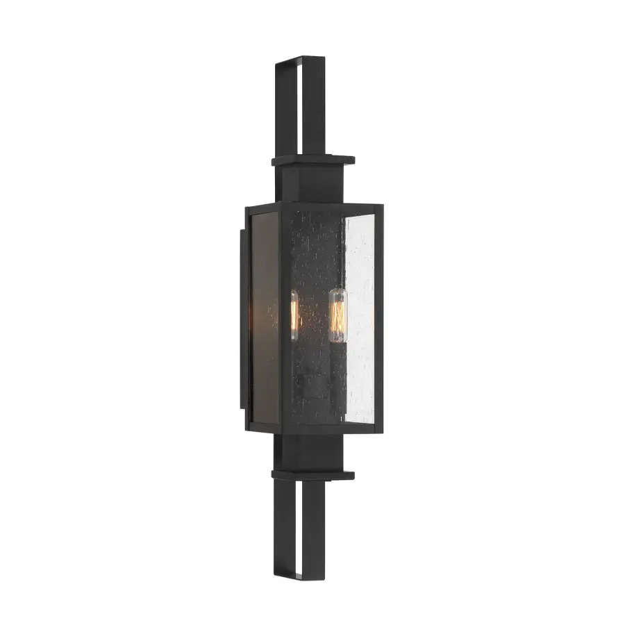 Ascott Two Light Outdoor Wall Lantern in Matte Black - Image 1