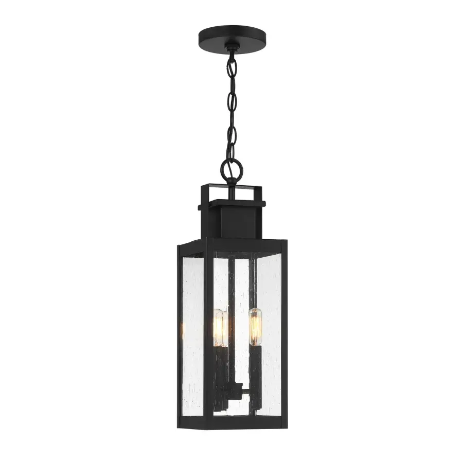 Ascott Three Light Outdoor Hanging Lantern in Matte Black - Image 1